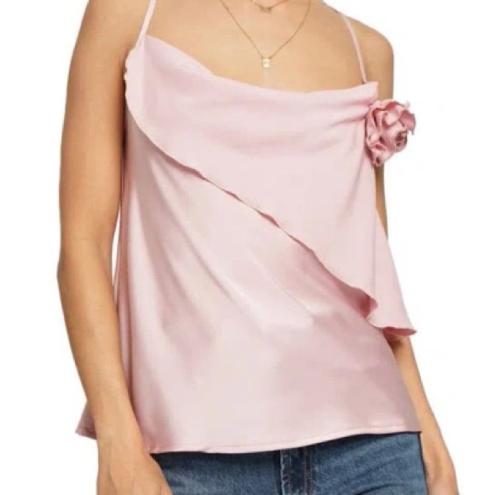 know.one.cares, pink blouse with rose detail on strap